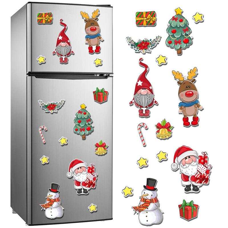 Christmas Themed Magnetic Fridge Magnet, 1 Set Cute Cartoon Santa Claus Reindeer Snowman Star Fridge Magnet, Home Decor for Kitchen Living Room