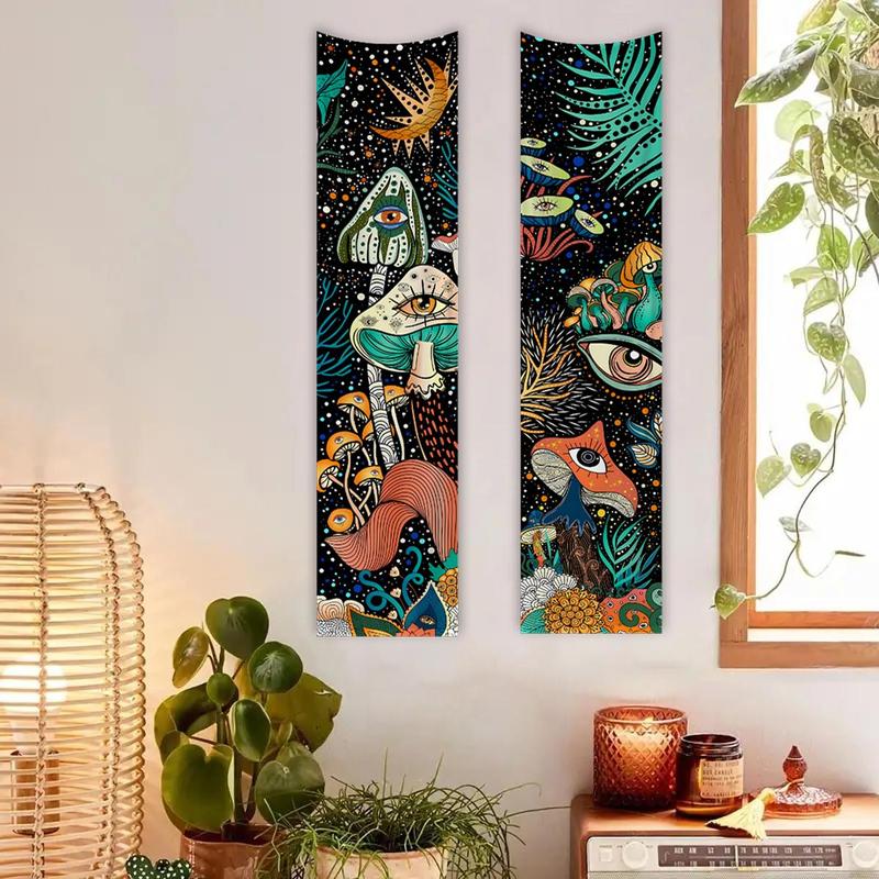 Fantasy Plant Mushroom Tapestry, 2 Counts set Abstract Eye Patterned Tapestry, Vanity Decor Accessories, Bedroom Refresh Decor